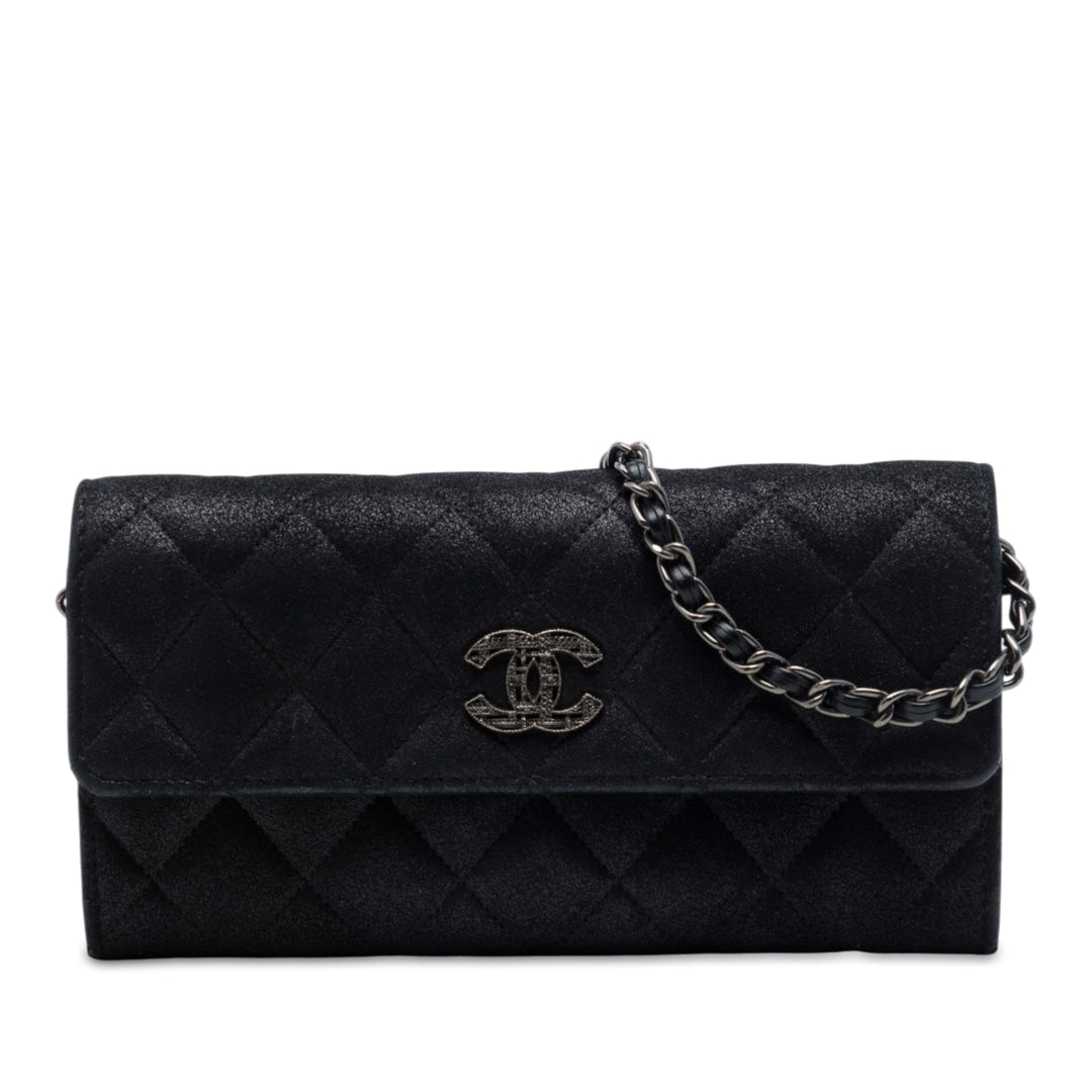 Chanel CC Matelassé Métallisé Wallet on Chain Noir – vue principale – GABY PARIS