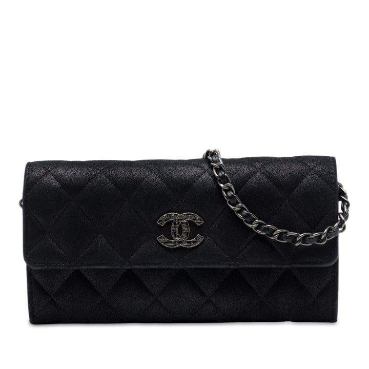 Chanel CC Matelassé Métallisé Wallet on Chain Noir – vue principale – GABY PARIS