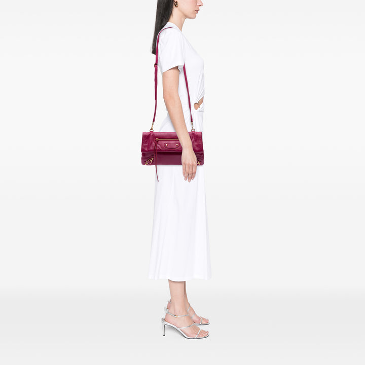 Balenciaga Cuir d’agneau Motocross Classic Giant 12 Envelope Sac porté croisé Rose