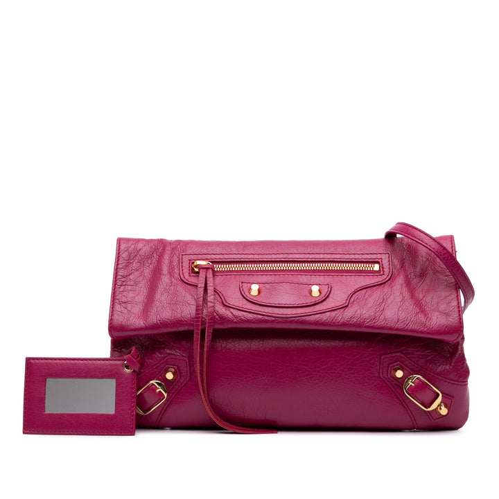 Balenciaga Cuir d’agneau Motocross Classic Giant 12 Envelope Sac porté croisé Rose
