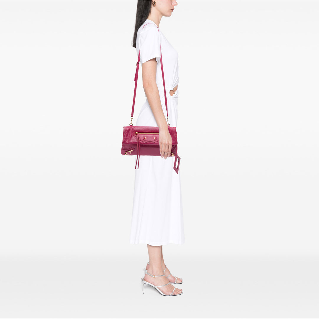 Balenciaga Cuir d’agneau Motocross Classic Giant 12 Envelope Sac porté croisé Rose