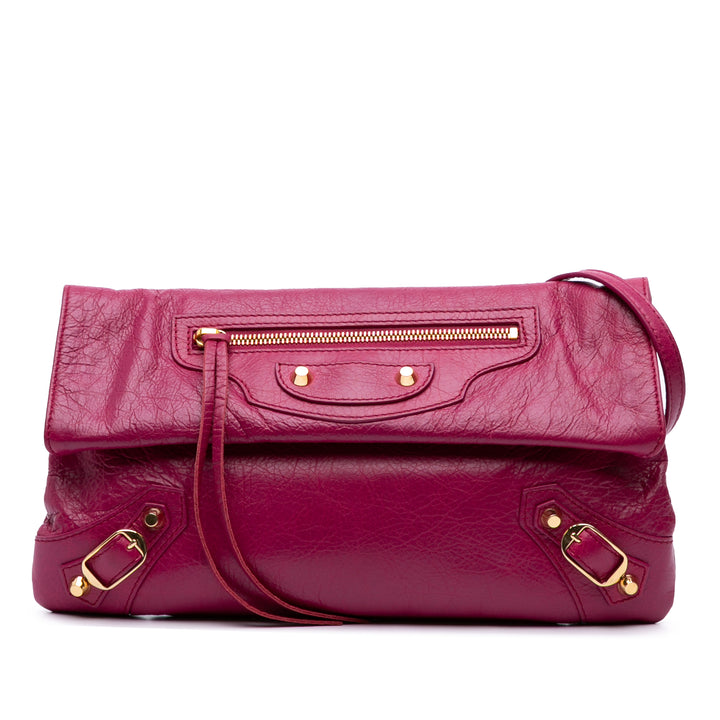 Balenciaga Cuir d’agneau Motocross Classic Giant 12 Envelope Sac porté croisé Rose