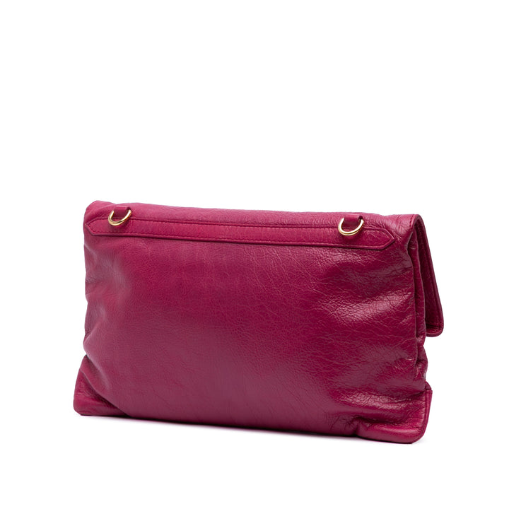 Balenciaga Cuir d’agneau Motocross Classic Giant 12 Envelope Sac porté croisé Rose