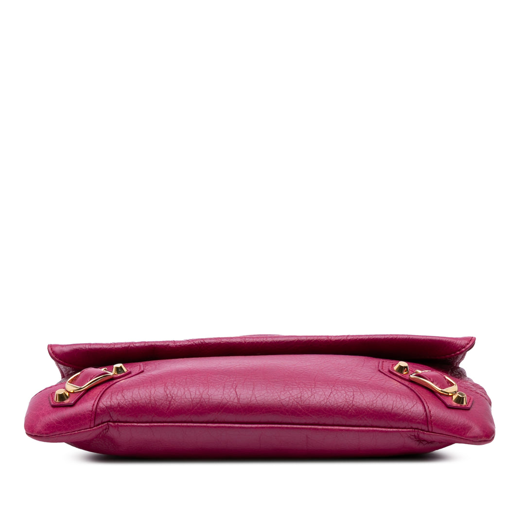 Balenciaga Cuir d’agneau Motocross Classic Giant 12 Envelope Sac porté croisé Rose