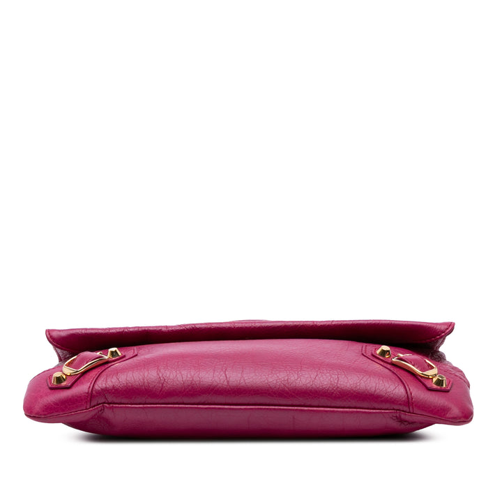 Balenciaga Cuir d’agneau Motocross Classic Giant 12 Envelope Sac porté croisé Rose
