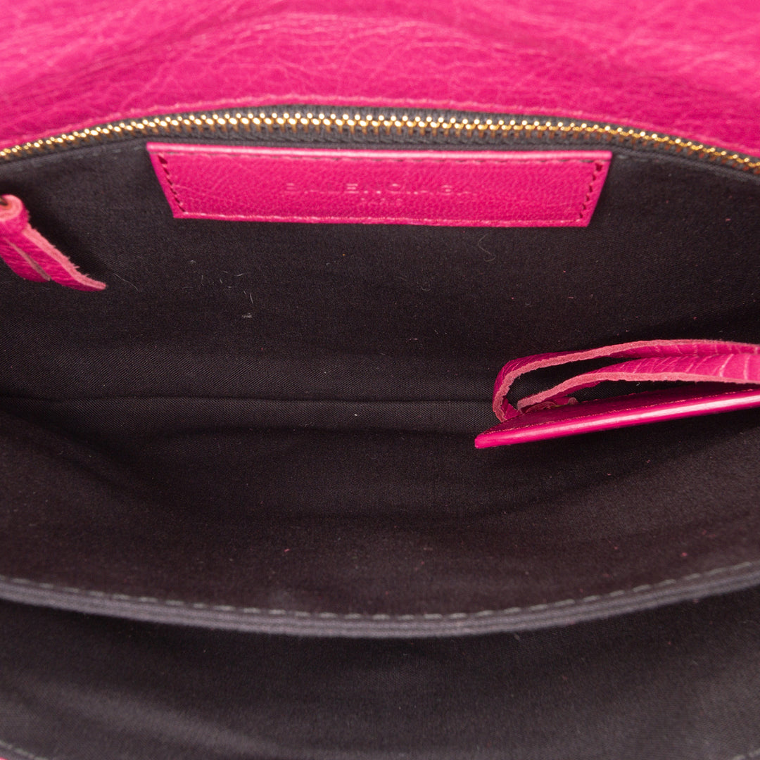 Balenciaga Cuir d’agneau Motocross Classic Giant 12 Envelope Sac porté croisé Rose