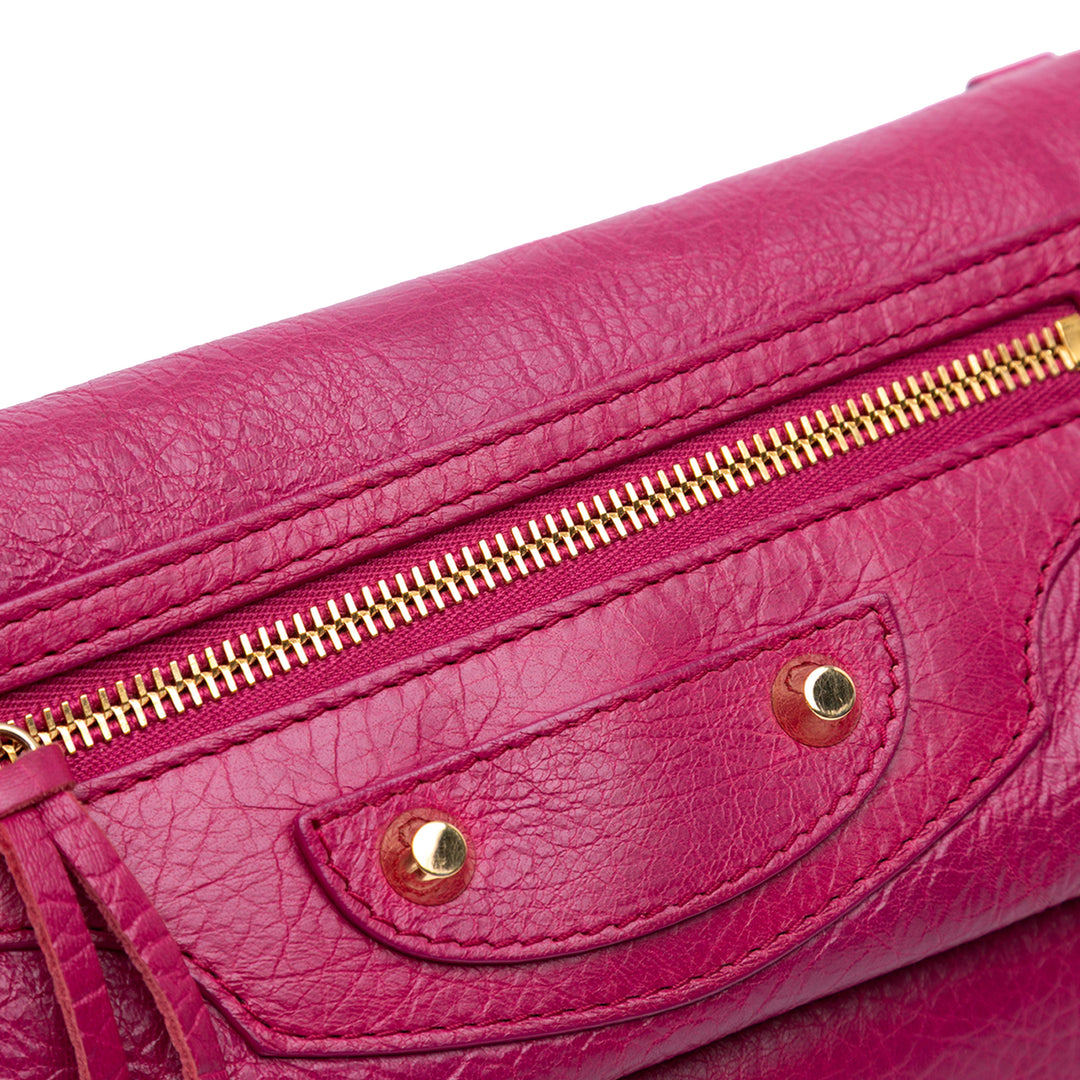Balenciaga Cuir d’agneau Motocross Classic Giant 12 Envelope Sac porté croisé Rose
