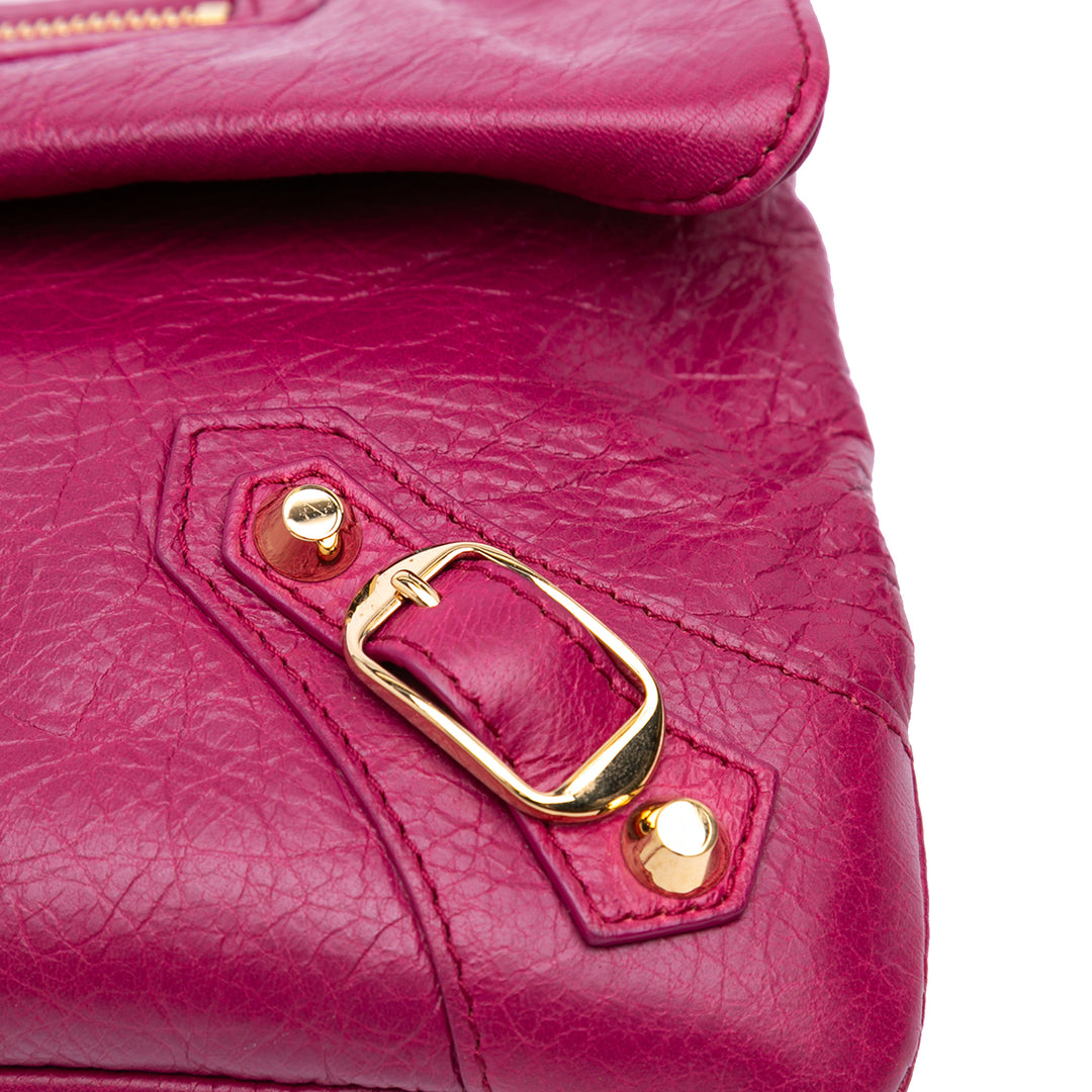 Balenciaga Cuir d’agneau Motocross Classic Giant 12 Envelope Sac porté croisé Rose