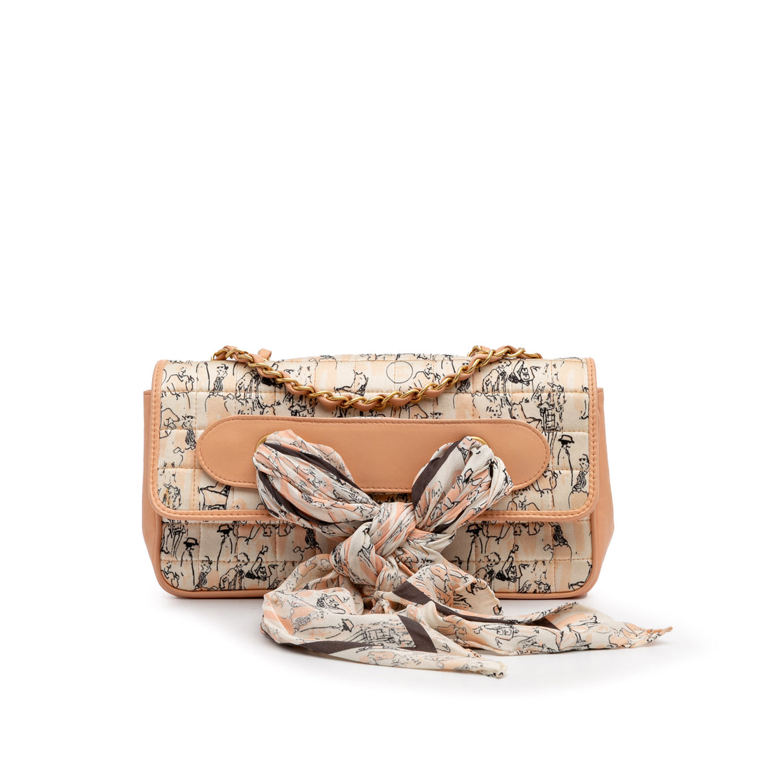 Silk and Lambskin Coco Mademoiselle Scarf Flap Orange - Gaby Paris