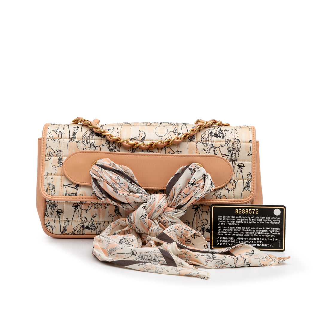 Silk and Lambskin Coco Mademoiselle Scarf Flap Orange - Gaby Paris