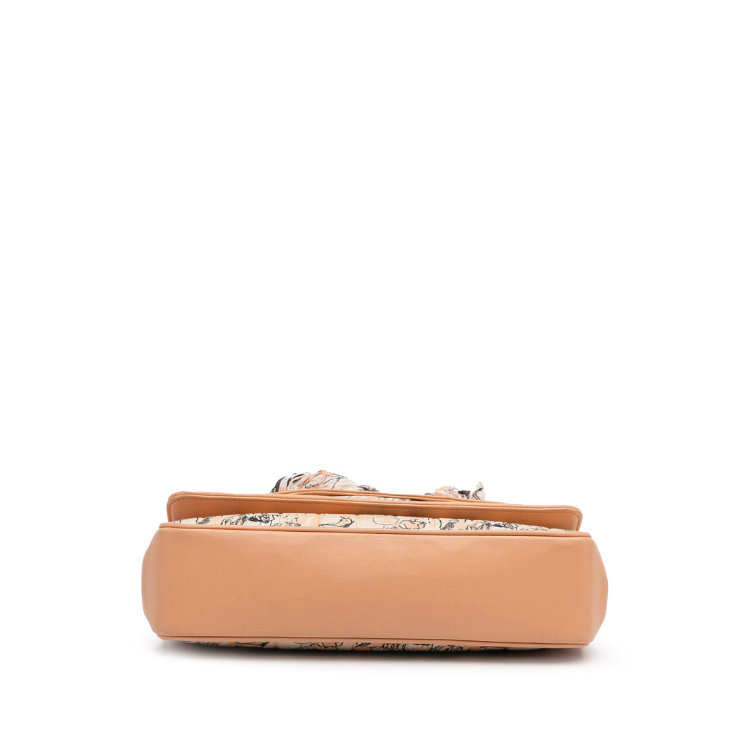 Silk and Lambskin Coco Mademoiselle Scarf Flap Orange - Gaby Paris
