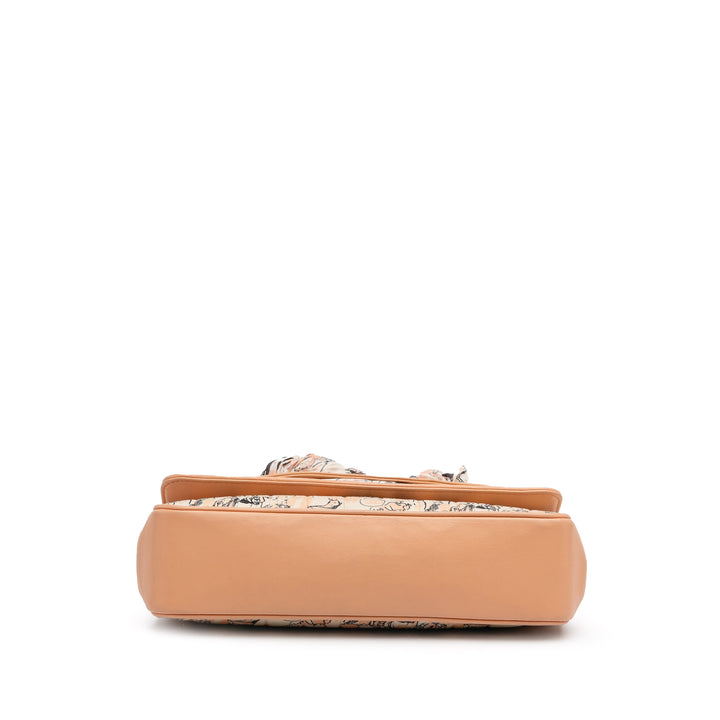 Silk and Lambskin Coco Mademoiselle Scarf Flap Orange - Gaby Paris