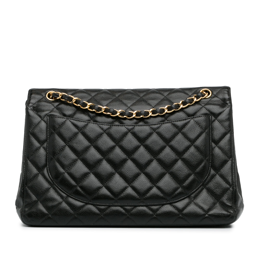 Maxi Classic Caviar Double Flap Black - Gaby Paris