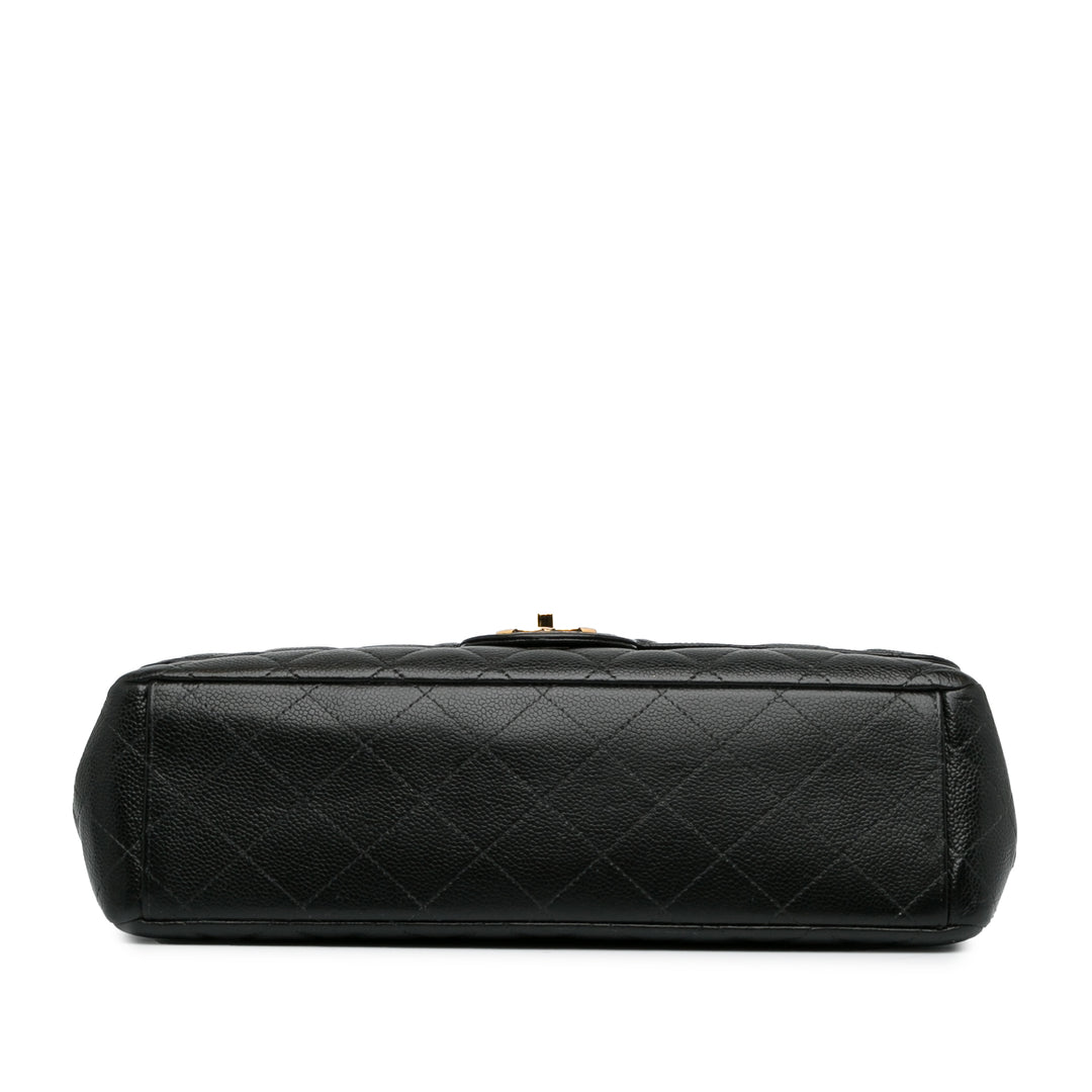 Maxi Classic Caviar Double Flap Black - Gaby Paris