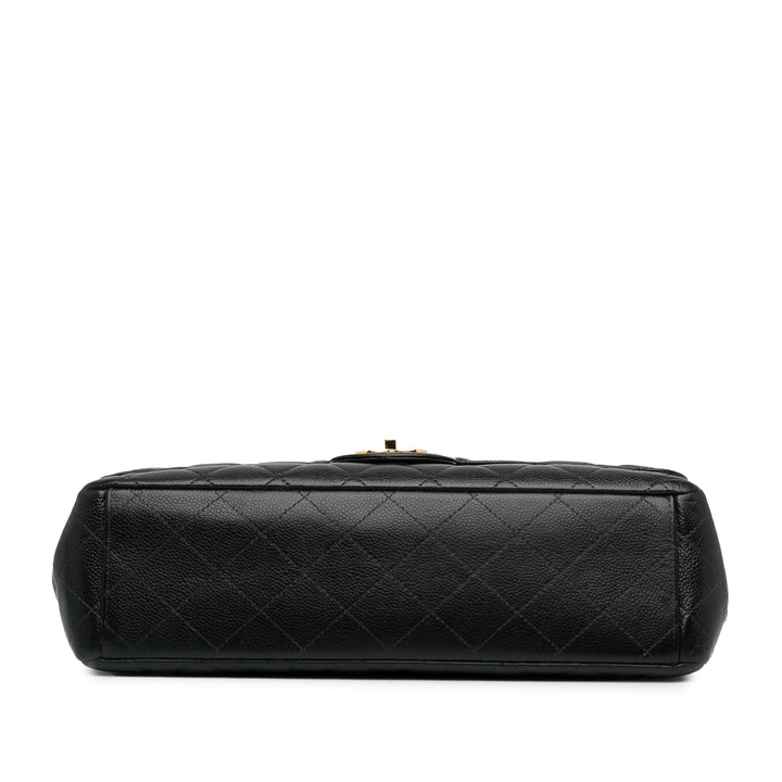 Maxi Classic Caviar Double Flap Black - Gaby Paris