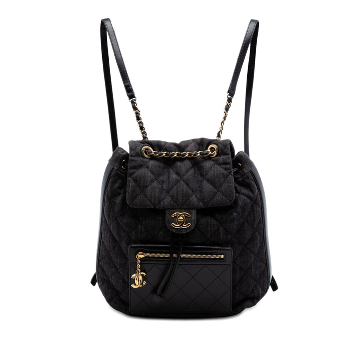 Chanel CC Matelassé Jean et Cuir de veau Sac à dos