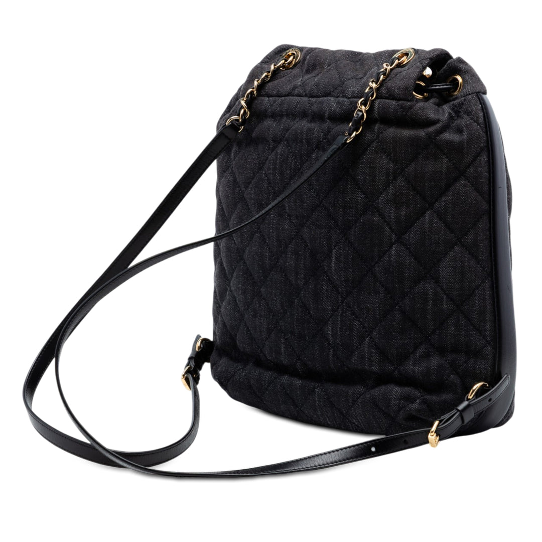 Chanel CC Matelassé Jean et Cuir de veau Sac à dos