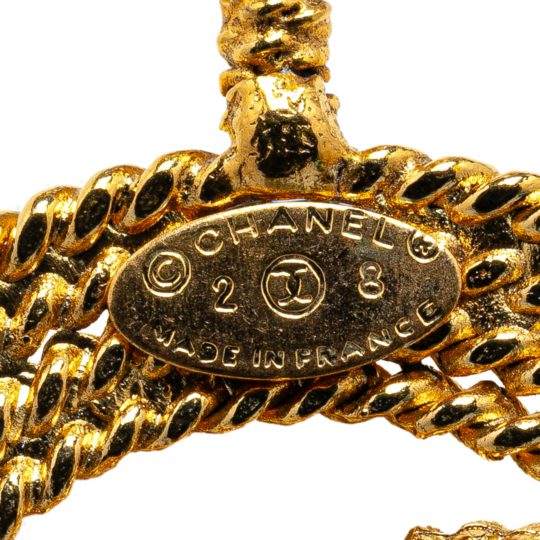 Chanel Gold Plated CC Round Pendant Necklace Gold - GABY PARIS