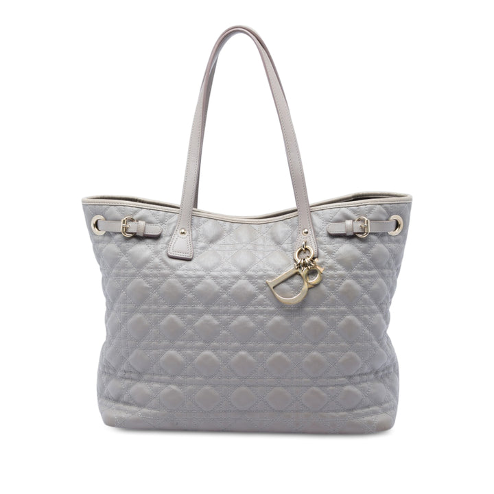 Cannage Panarea Cabas Grand Toile enduite Gris