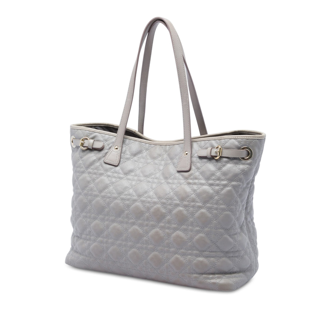 Cannage Panarea Cabas Grand Toile enduite Gris