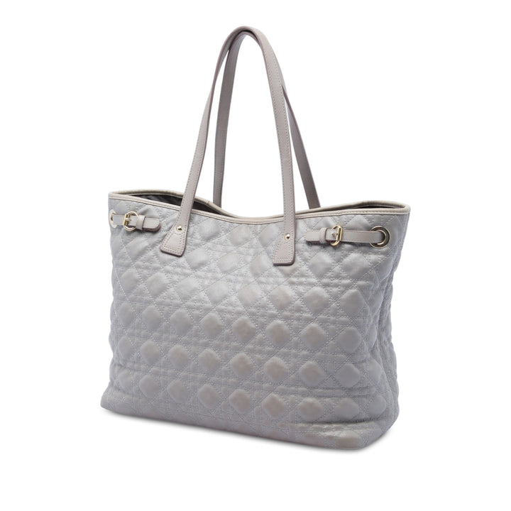 Cannage Panarea Cabas Grand Toile enduite Gris