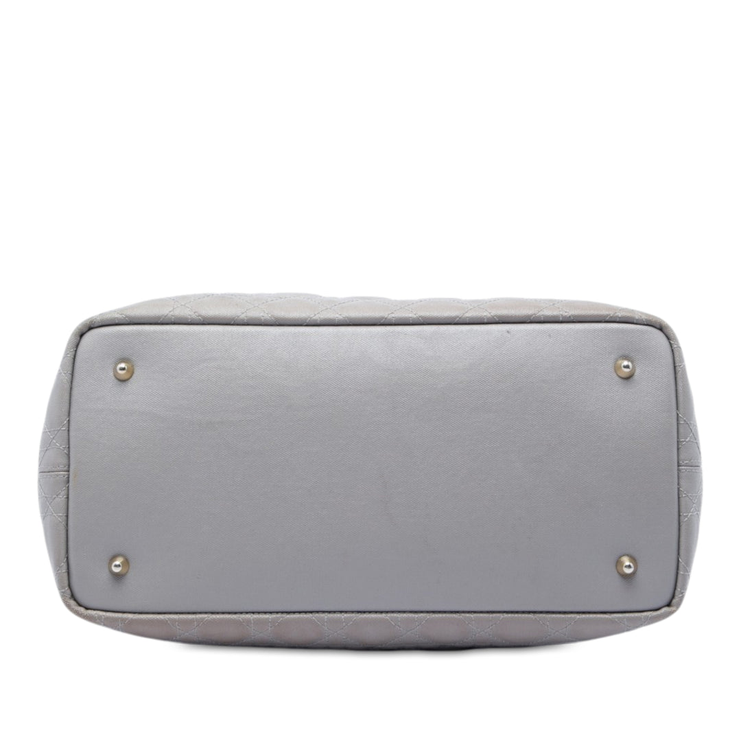 Cannage Panarea Cabas Grand Toile enduite Gris