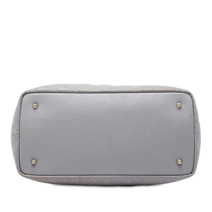 Cannage Panarea Cabas Grand Toile enduite Gris