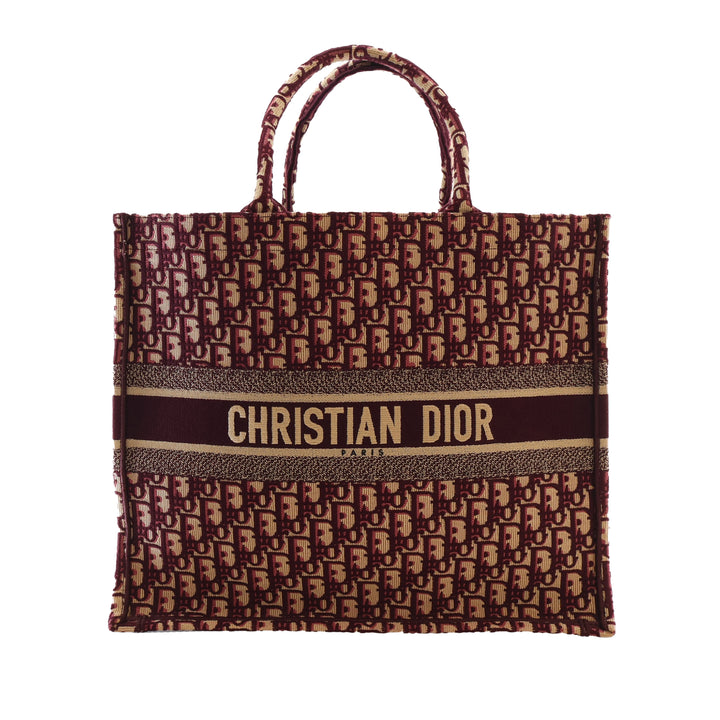 Book Tote brodé Grand Oblique Rouge