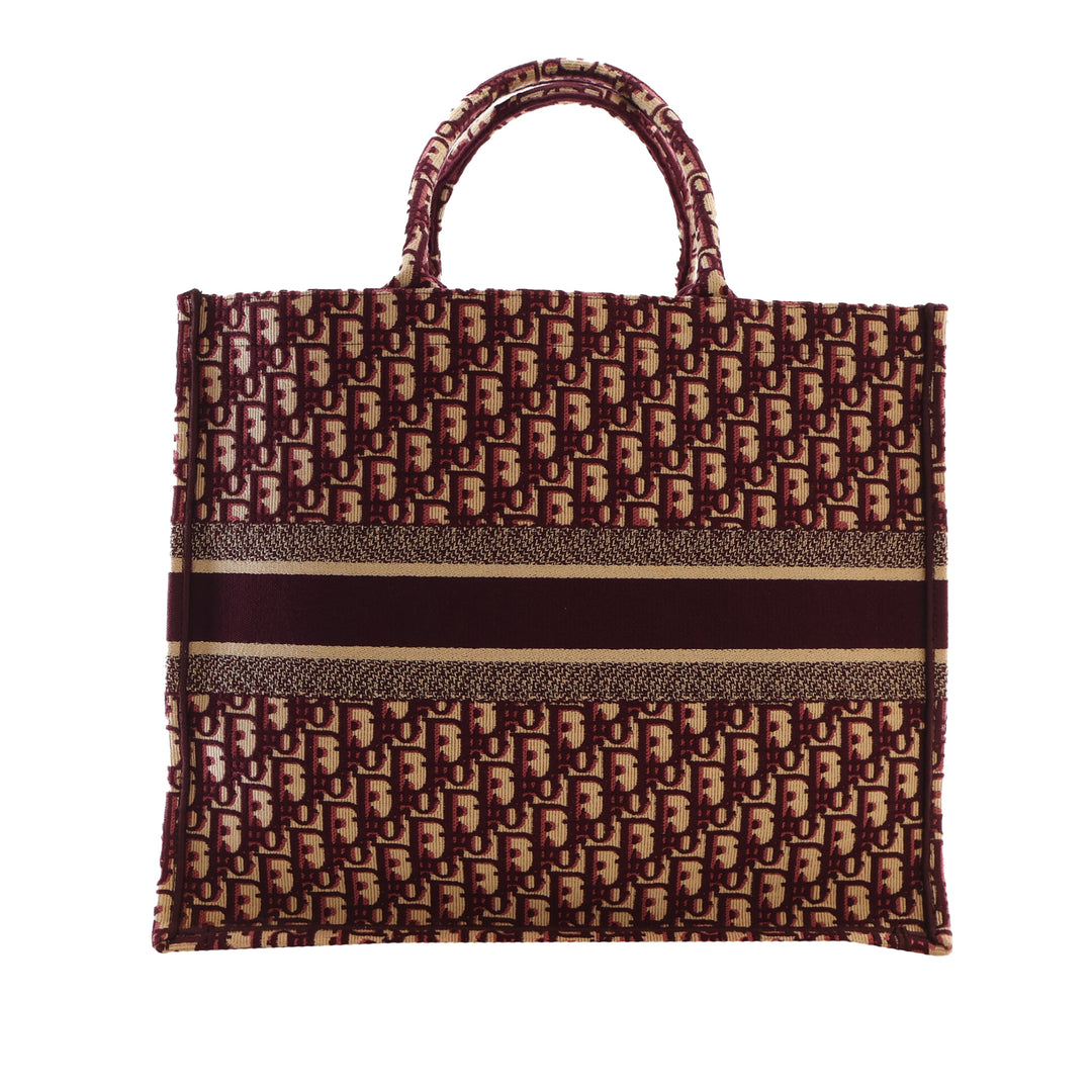 Book Tote brodé Grand Oblique Rouge