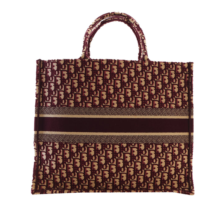 Book Tote brodé Grand Oblique Rouge