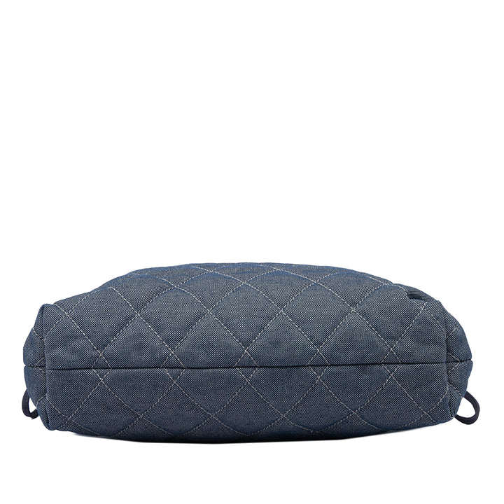 Chanel CC Matelassé Grosgrain Cordon Cabas Jean Gris