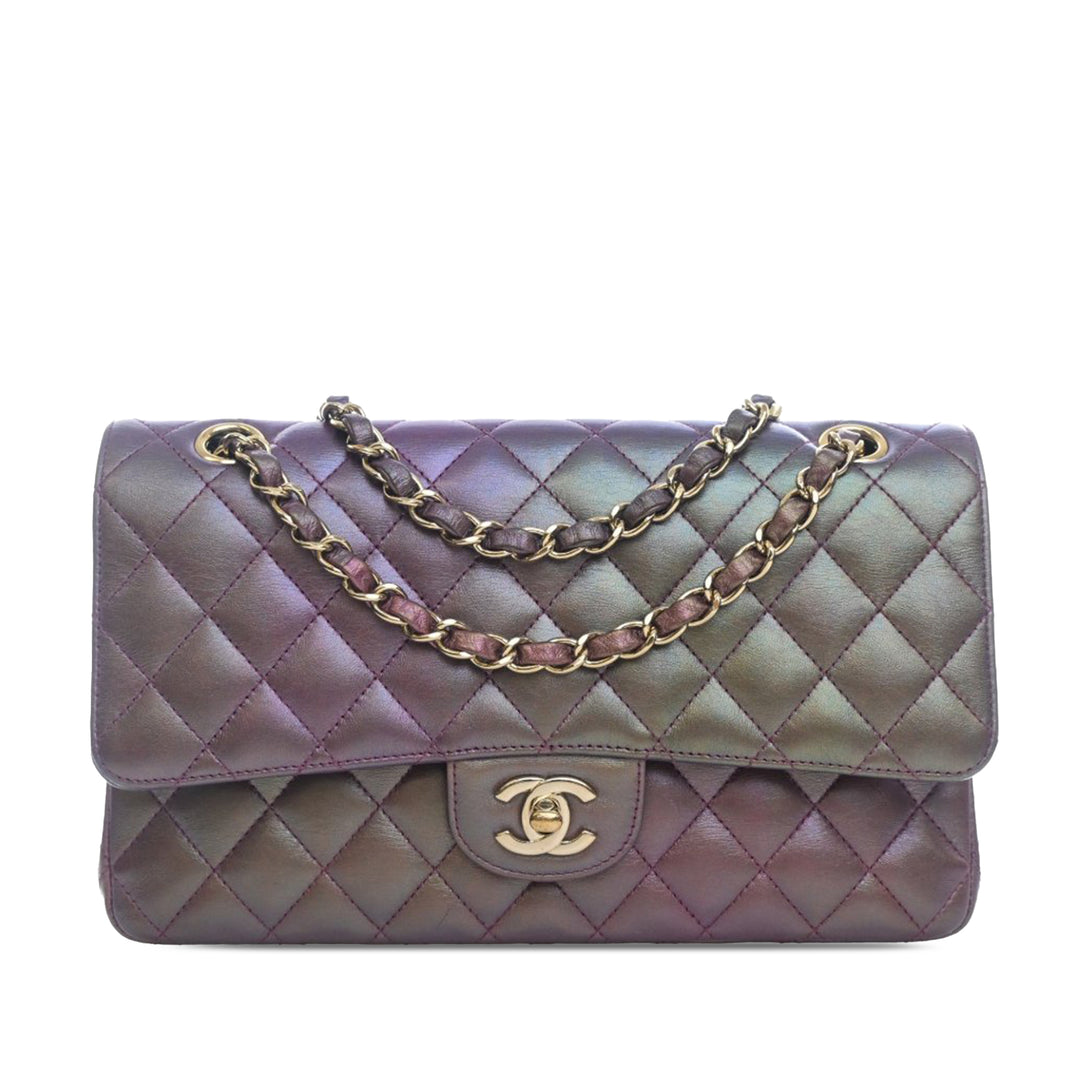 Chanel Medium Classic Iridescent Cuir d’agneau Double rabat