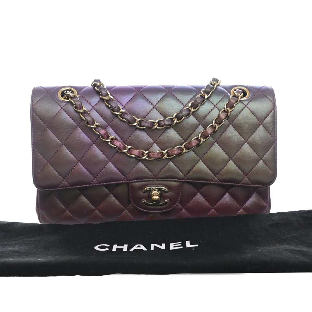 Chanel Medium Classic Iridescent Cuir d’agneau Double rabat