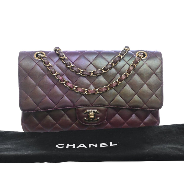 Chanel Medium Classic Iridescent Cuir d’agneau Double rabat