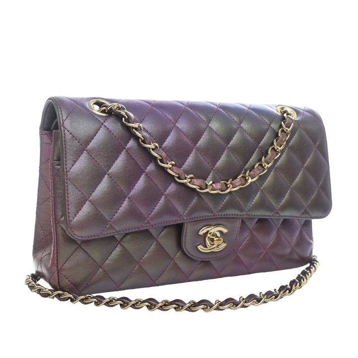 Chanel Medium Classic Iridescent Cuir d’agneau Double rabat