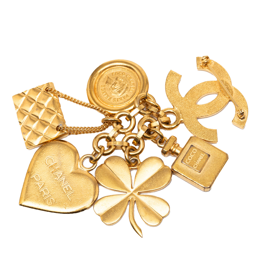 Chanel CC plaqué Icon Charm Pin Broche Métal