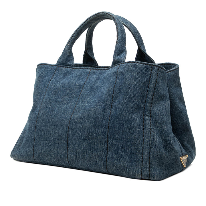 Prada Cabas Canapa Logo Jean Bleu – vue 2 – GABY PARIS
