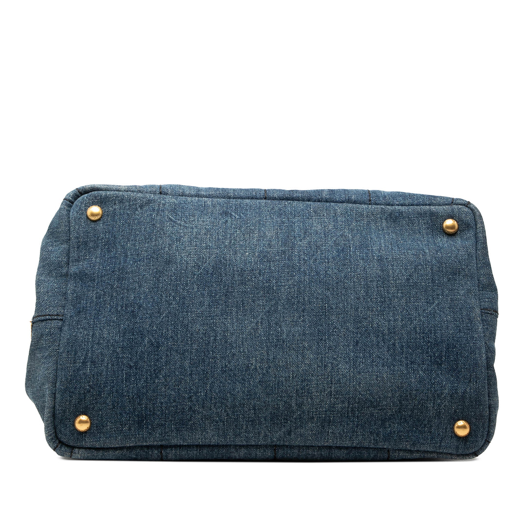 Prada Cabas Canapa Logo Jean Bleu – vue 3 – GABY PARIS