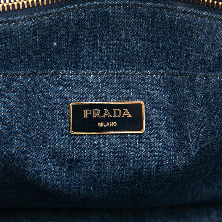 Prada Cabas Canapa Logo Jean Bleu – vue 5 – GABY PARIS