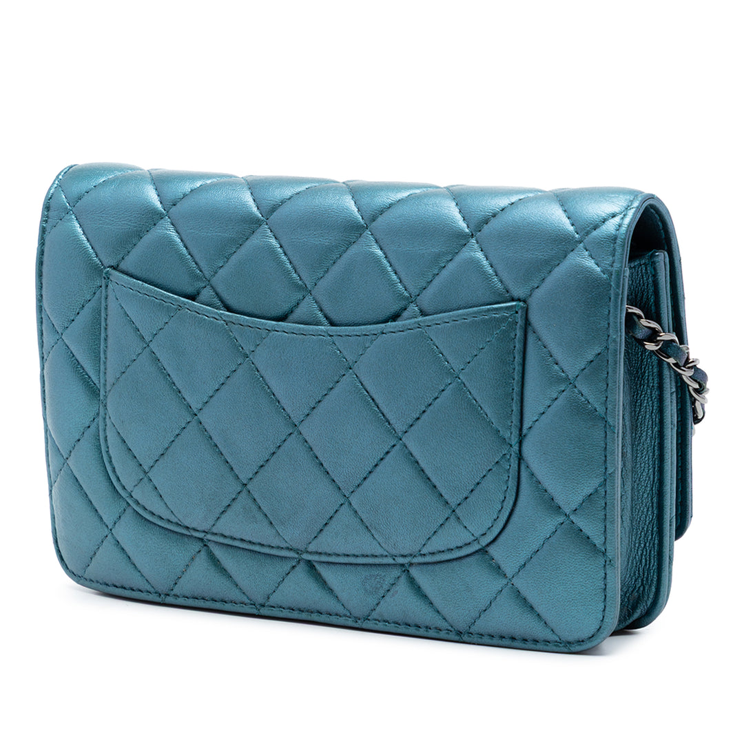 Chanel CC Matelassé Metallic Cuir d’agneau Wallet on Chain