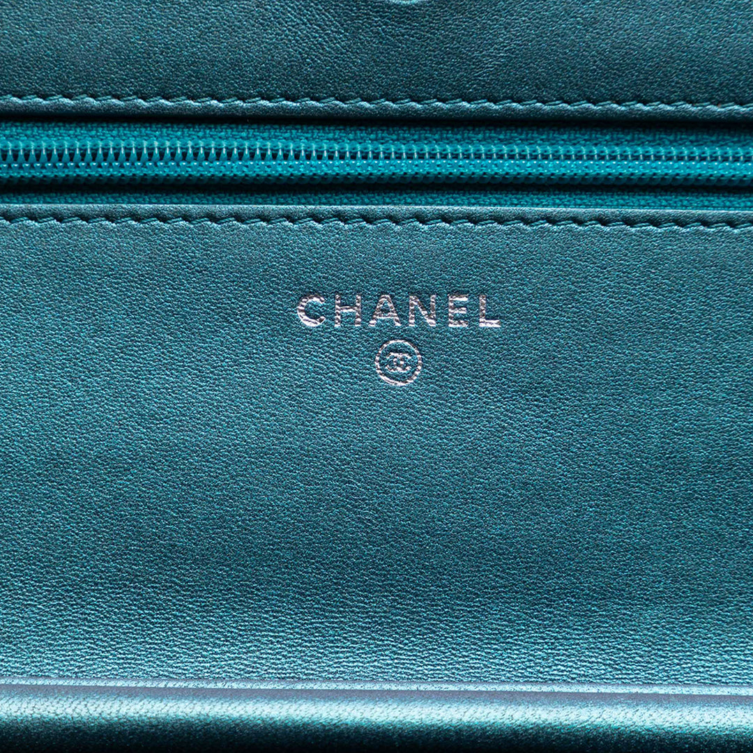 Chanel CC Matelassé Metallic Cuir d’agneau Wallet on Chain