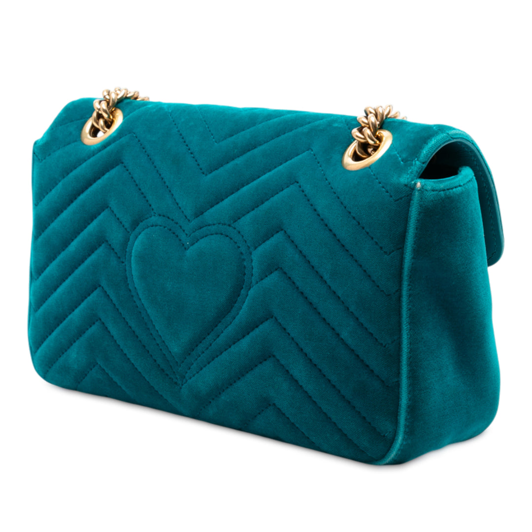 Gucci Medium GG Marmont Matelasse Velours Sac bandoulière Bleu