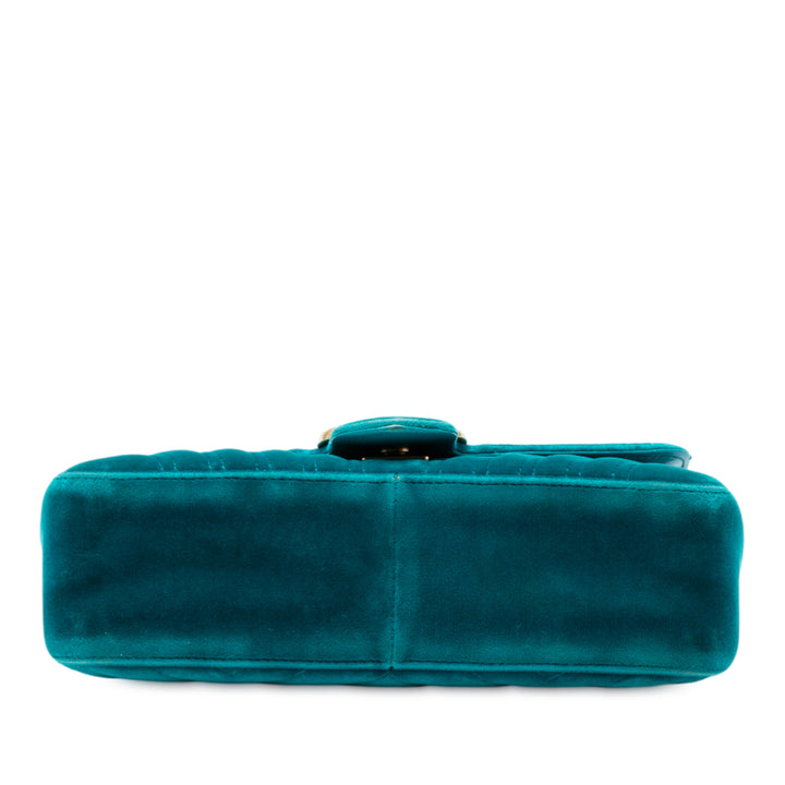 Gucci Medium GG Marmont Matelasse Velours Sac bandoulière Bleu