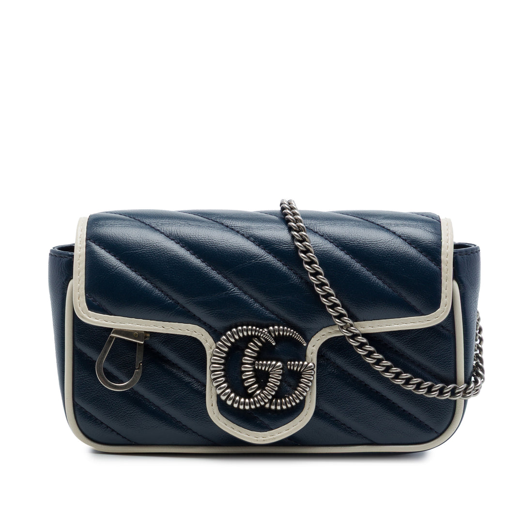 Gucci Super GG Marmont Matelasse Torchon à rabat Sac Mini Cuir