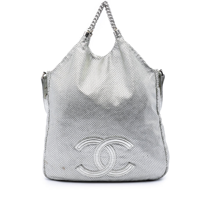 Chanel Large Metallic Glazed Cuir de veau perforé Rodeo Drive Sac