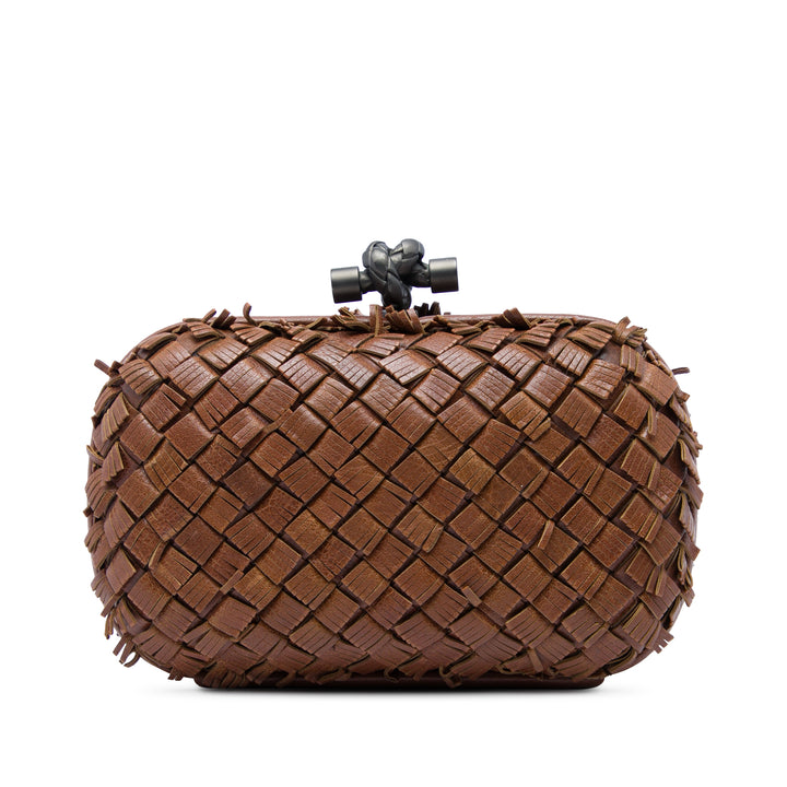 Bottega Veneta Intrecciato Fringe Knot Pochette nappa Marron – vue principale – GABY PARIS