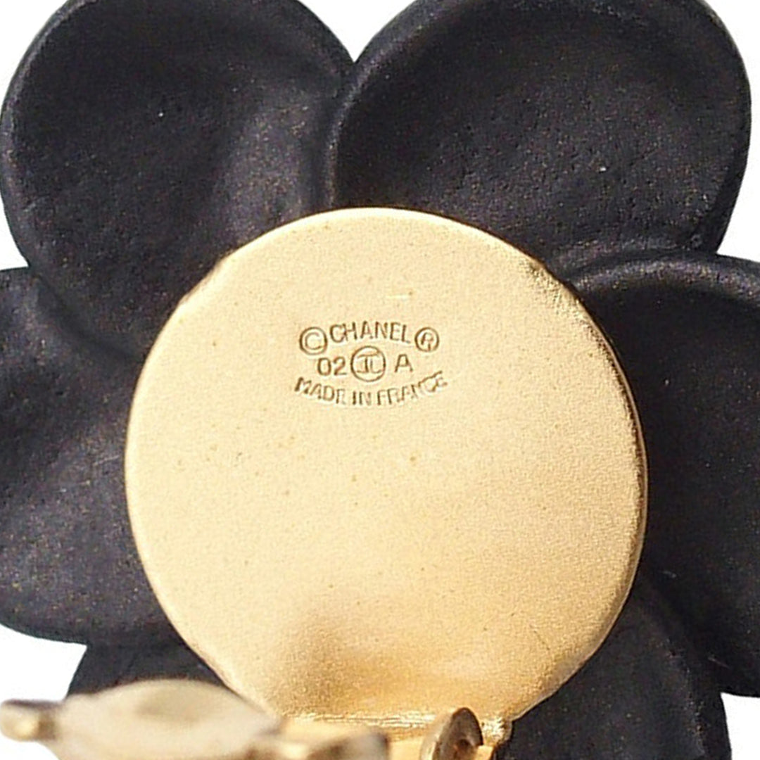 Chanel CC Resin Rhinestone Camellia Clip On Boucles d’oreilles