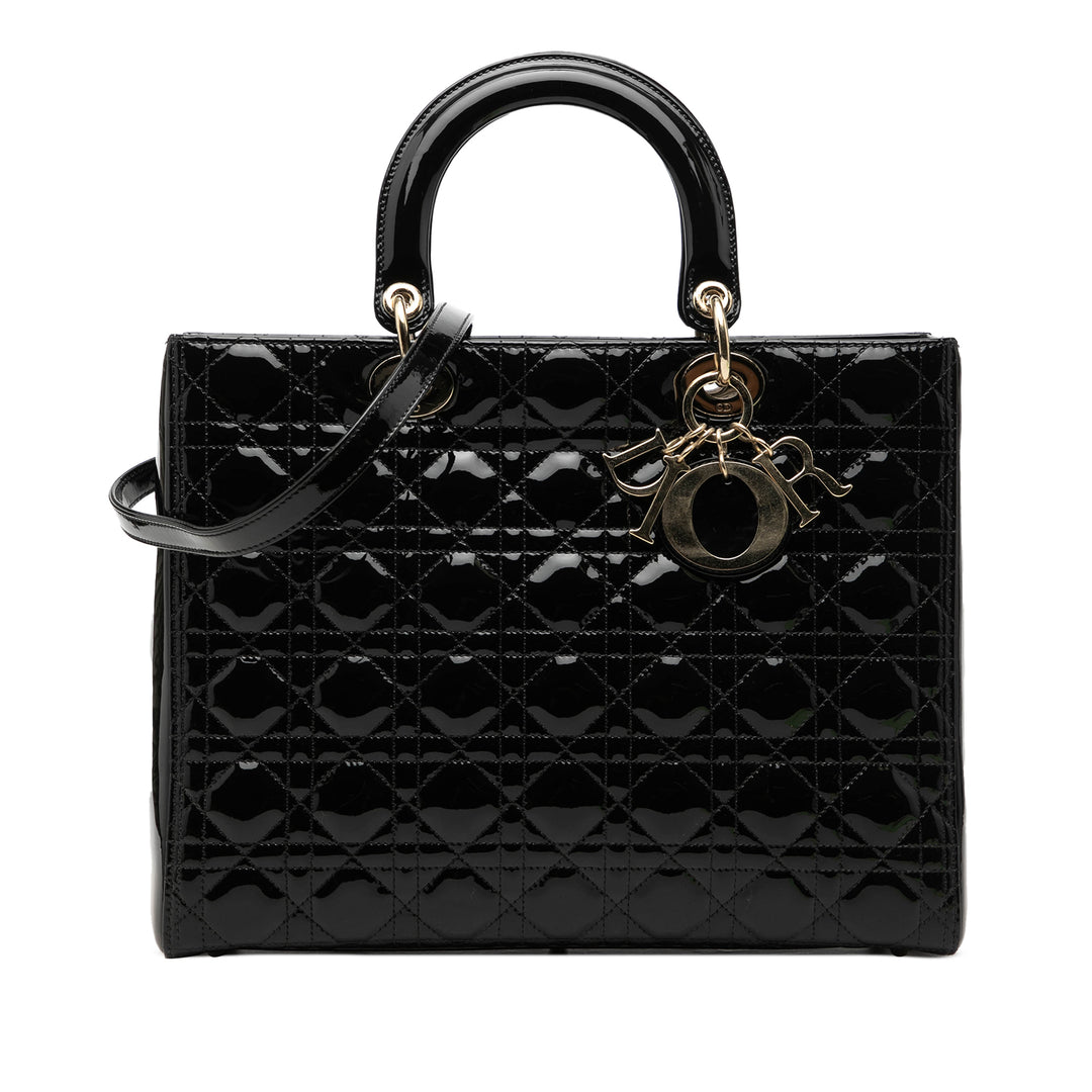 Dior Large Cuir verni Cannage Lady Dior