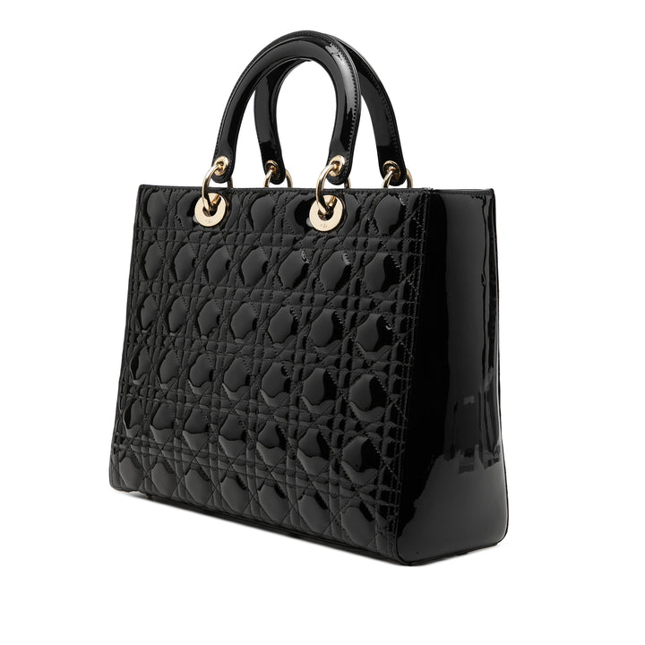 Dior Large Cuir verni Cannage Lady Dior