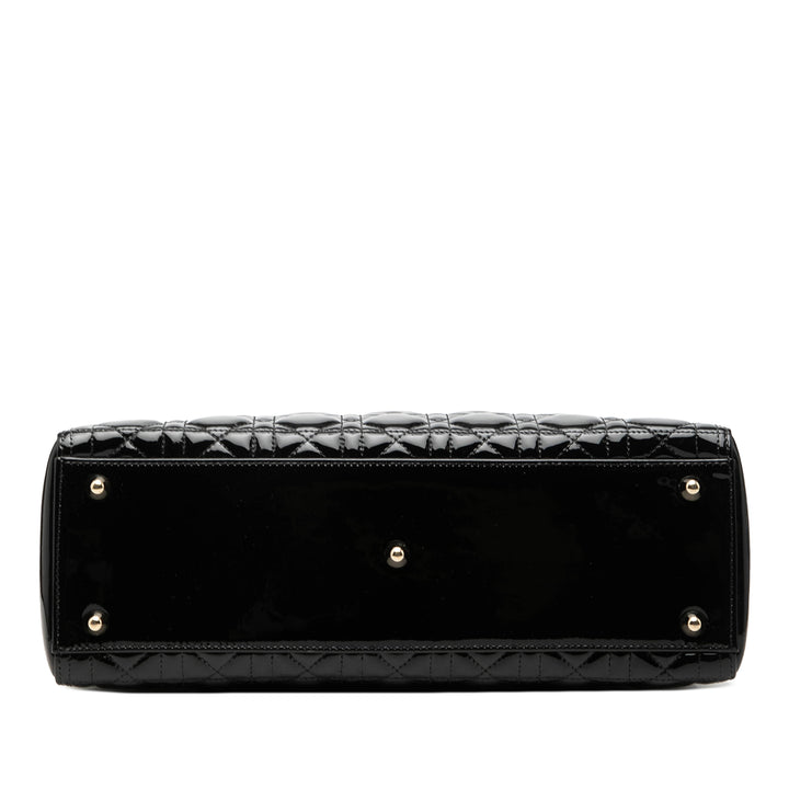 Dior Large Cuir verni Cannage Lady Dior